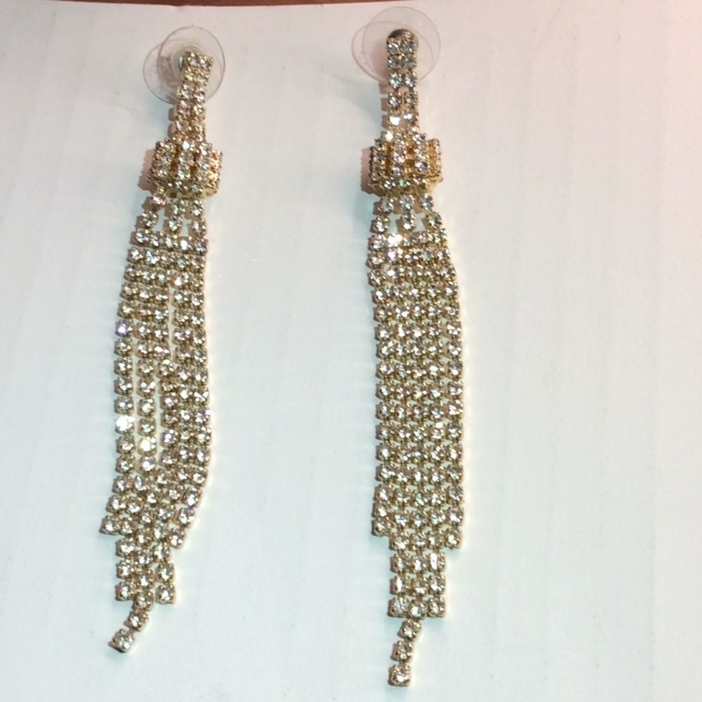 Gold plated Crystal hanging earrings